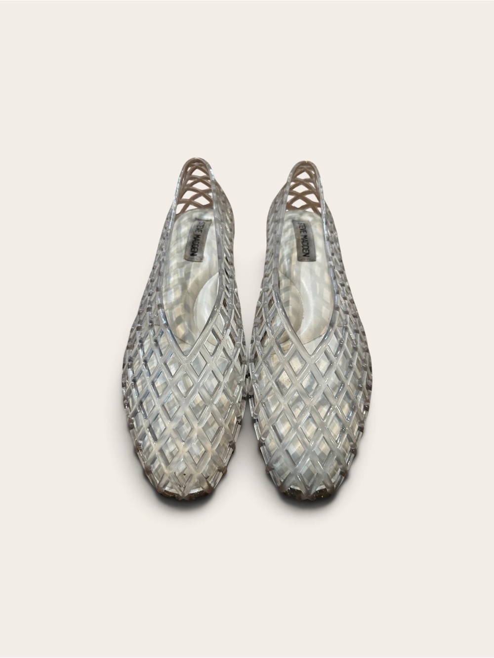 Steve Madden Silver Clear Lattice Mules